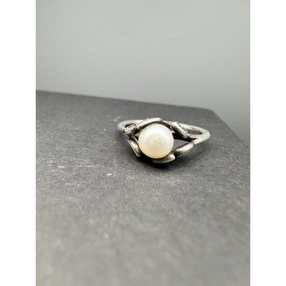 Authentic Pandora S925 ALE Luminous Leaves Pearl Ring Sz 9 - Picture 8 of 8